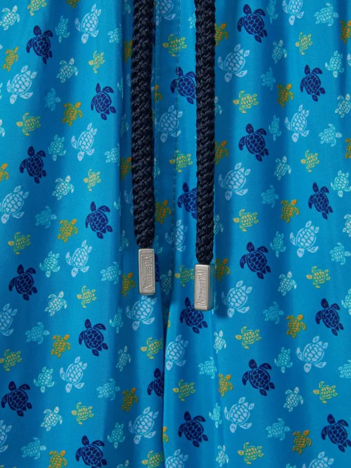 REISS Swimwear Men Vilebrequin Foldable Turtle Print Swim Shorts Bleu Hawai