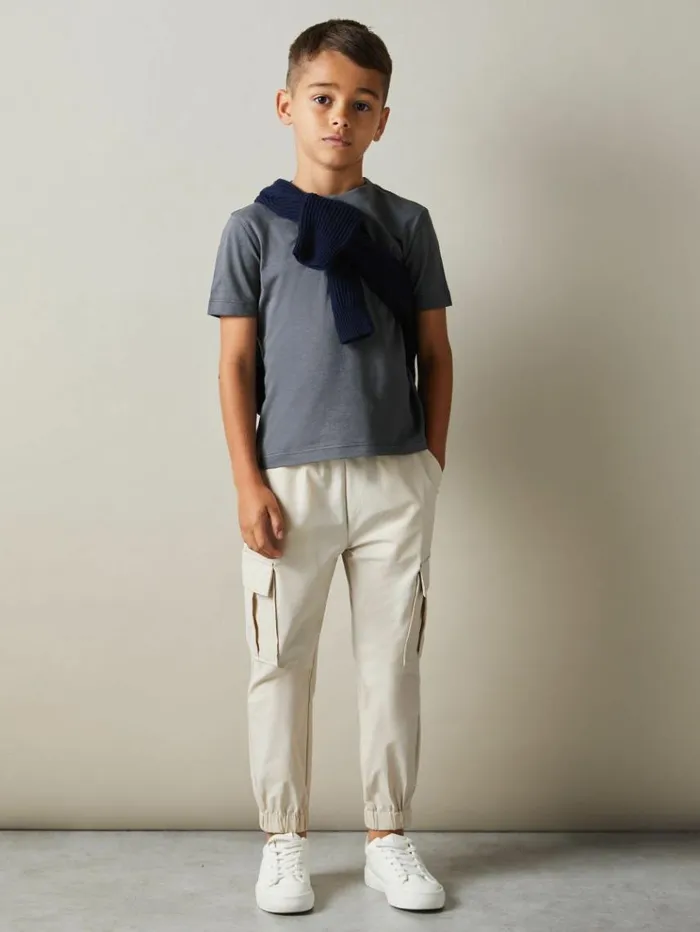 REISS TShirts Children Crew Neck TShirts 3 Pack Whitelichen Greensteel Blue