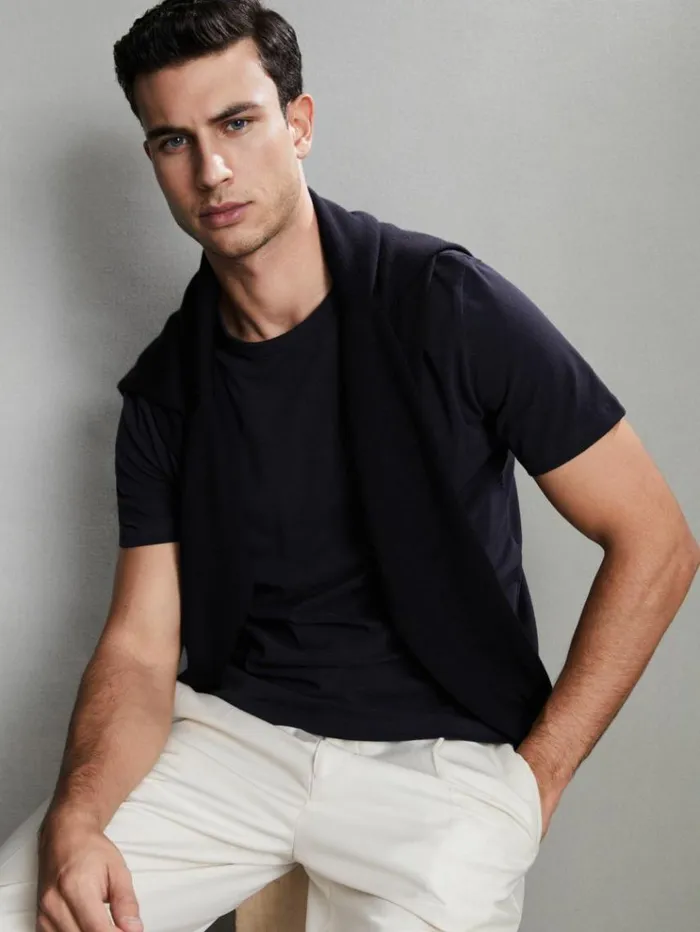 REISS TShirts Men Cotton Crew Neck TShirt Navy
