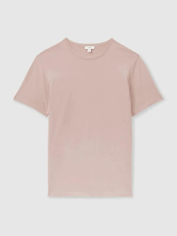 REISS TShirts Men Cotton Crew Neck TShirt Washed Pink