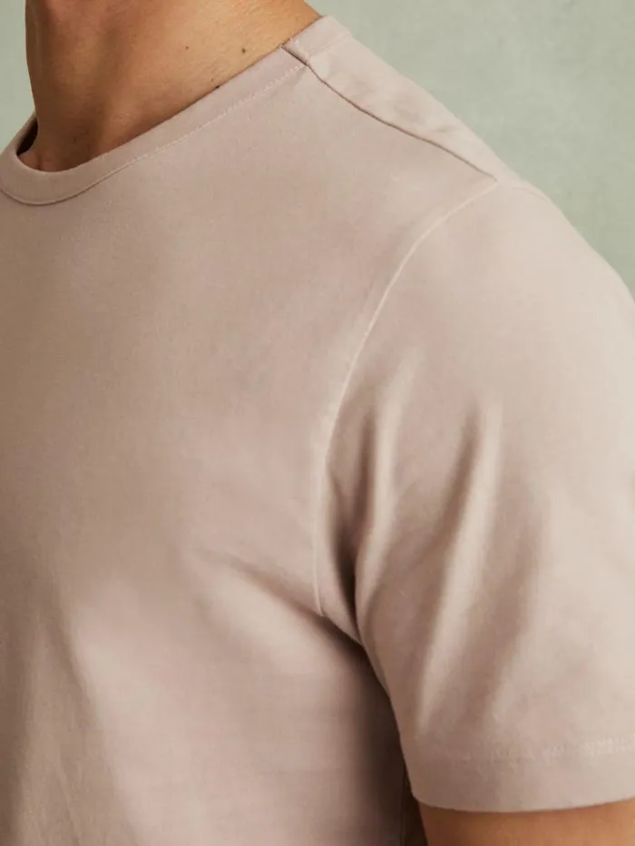 REISS TShirts Men Cotton Crew Neck TShirt Washed Pink