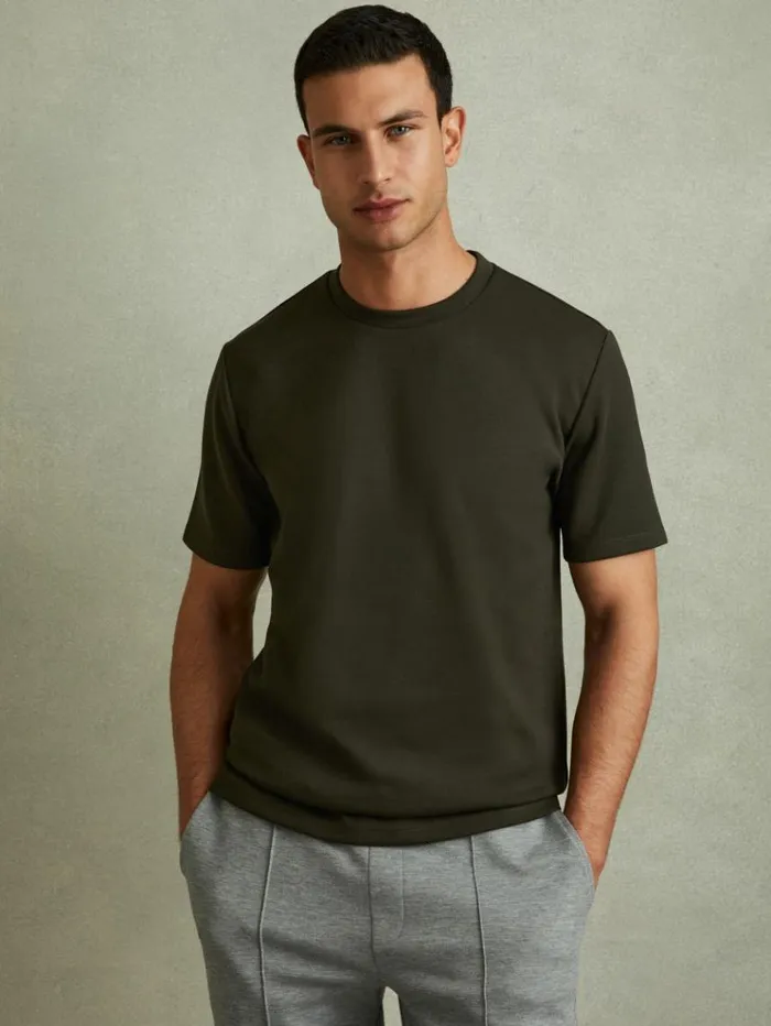 REISS TShirts Men Interlock Jersey Crew Neck TShirt Deep Forest