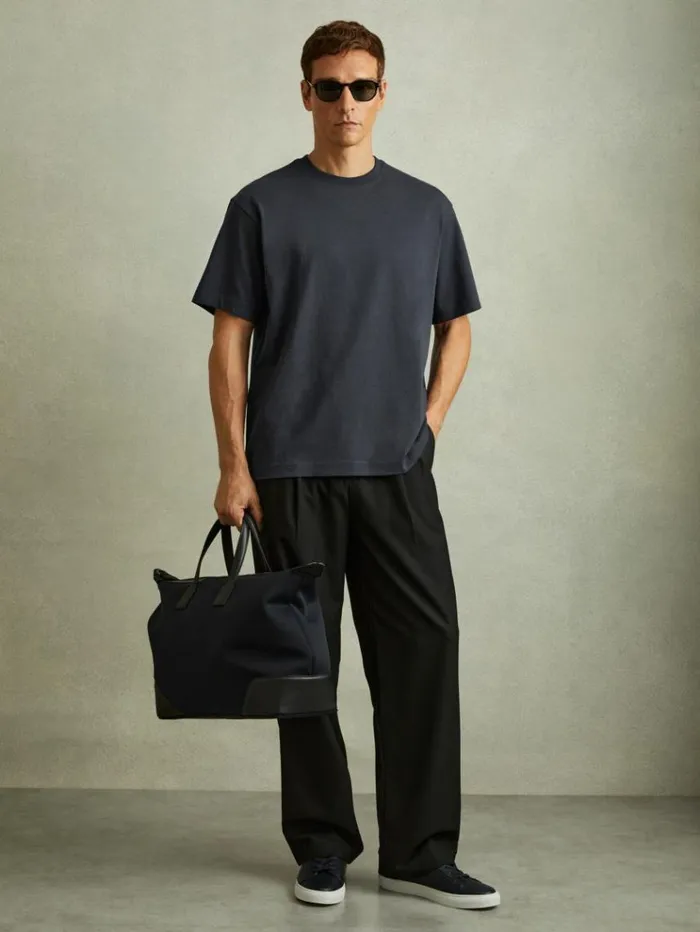 REISS TShirts Men Oversized Garment Dye TShirt Navy