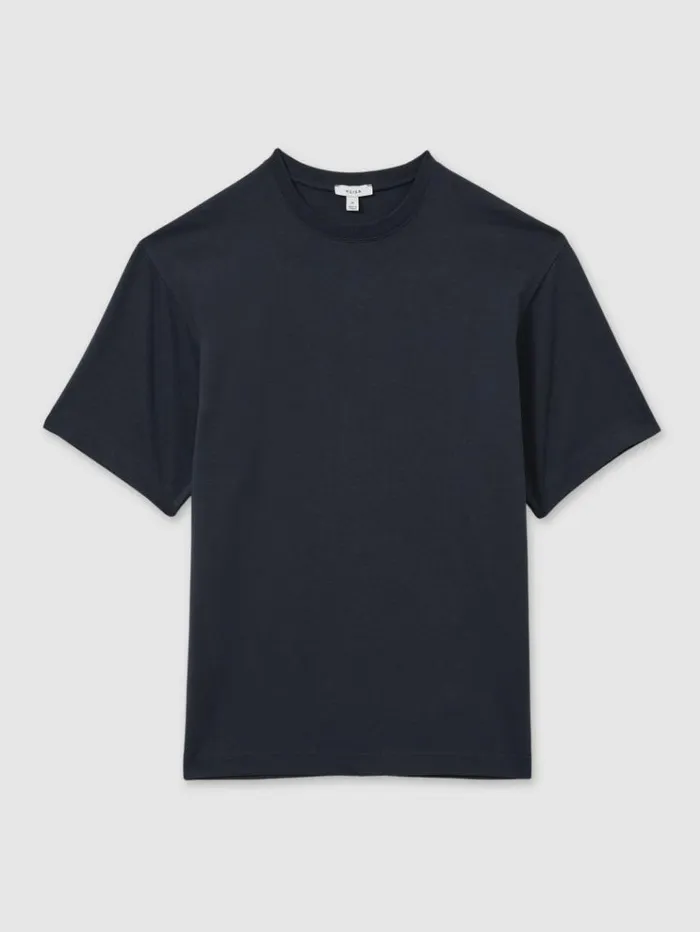 REISS TShirts Men Oversized Garment Dye TShirt Navy