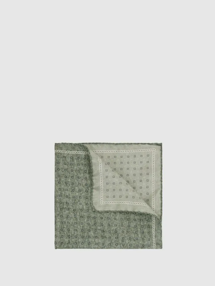 REISS Ties and Pocket Squares Men Reversible Silk Pocket Square Soft Sage