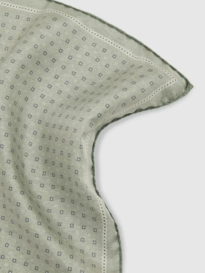 REISS Ties and Pocket Squares Men Reversible Silk Pocket Square Soft Sage