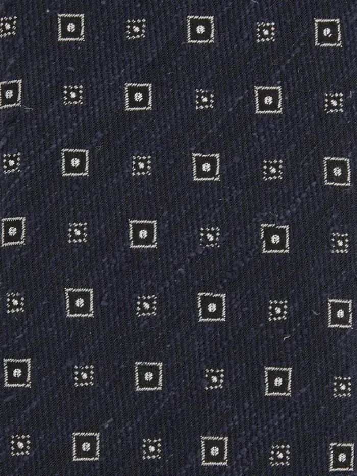 REISS Ties and Pocket Squares Men Silk Blend Foulard Medallion Print Tie Navy