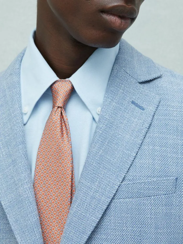 REISS Ties and Pocket Squares Men Silk Chain Pattern Tie Bright Orange