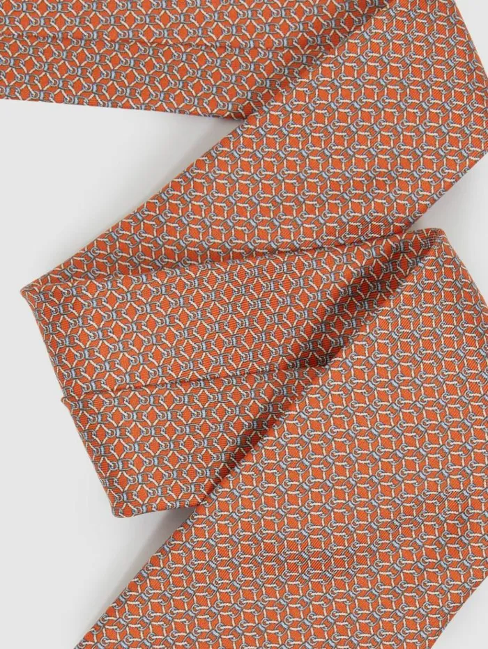 REISS Ties and Pocket Squares Men Silk Chain Pattern Tie Bright Orange