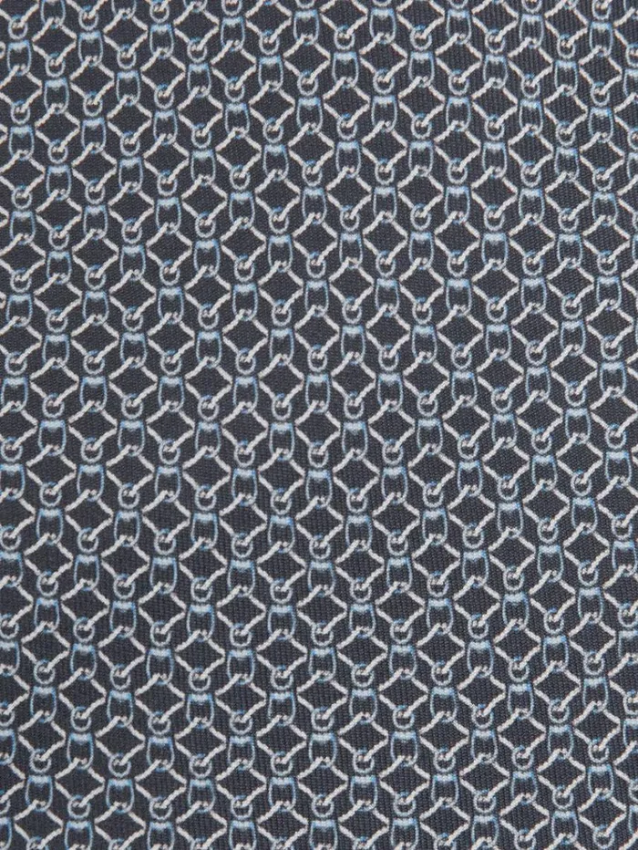 REISS Ties and Pocket Squares Men Silk Chain Pattern Tie Navy