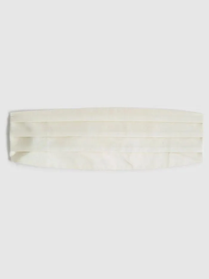 REISS Ties and Pocket Squares Men Silk Cummerbund Ivory