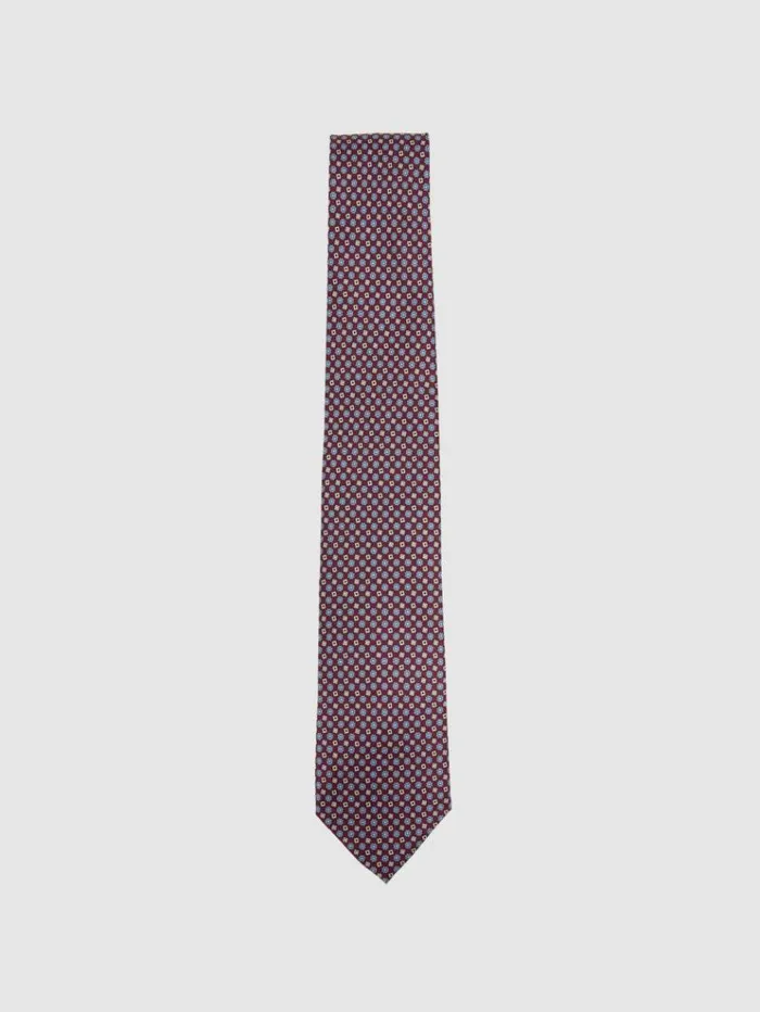 REISS Ties and Pocket Squares Men Silk Floral Print Tie Bordeaux