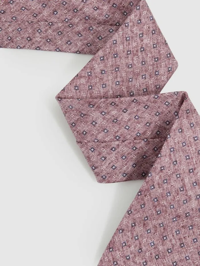 REISS Ties and Pocket Squares Men Silk Geometric Print Tie Dusty Pink