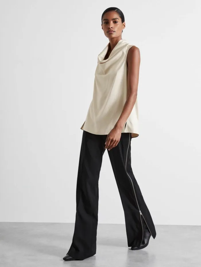 REISS Tops Women Atelier Satin CowlNeck Top Ivory