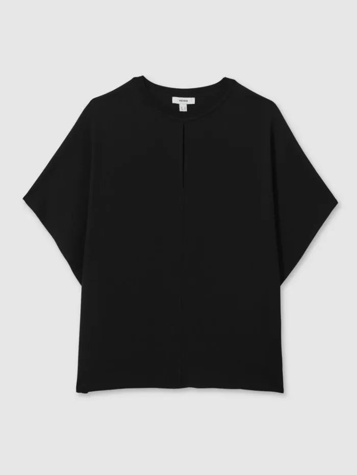 REISS Tops Women Draped Sleeve Top Black