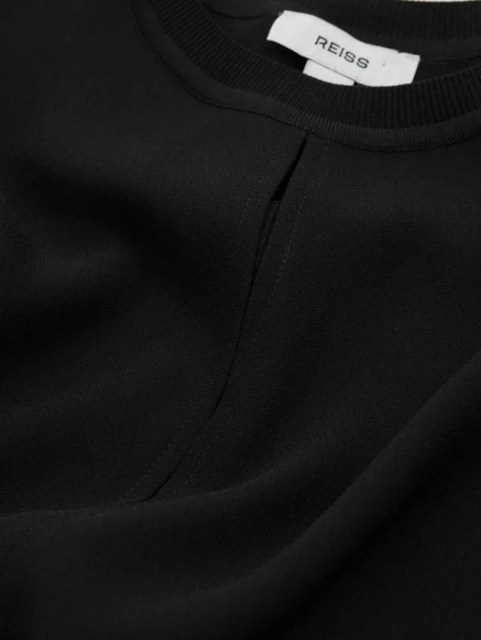 REISS Tops Women Draped Sleeve Top Black