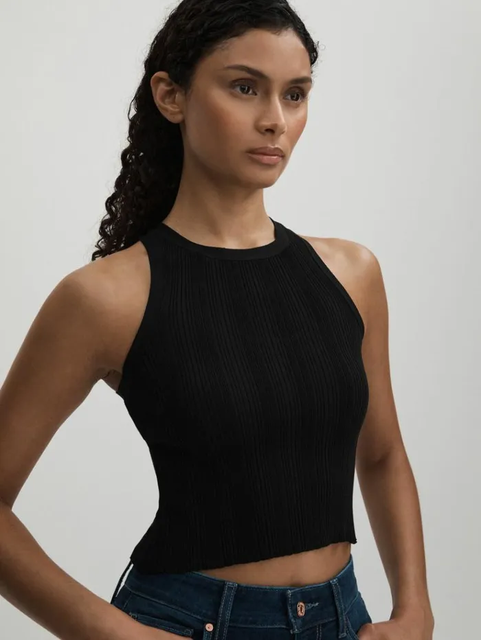 REISS Tops Women Good American Ribbed Vest Black