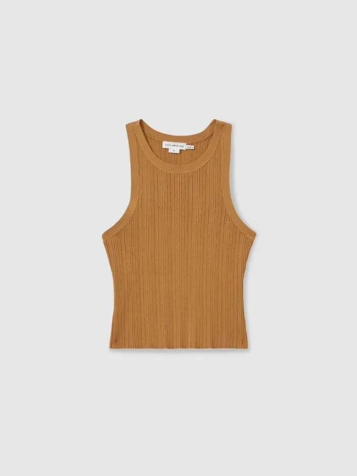 REISS Tops Women Good American Ribbed Vest Tan