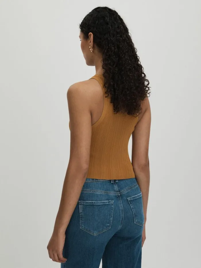 REISS Tops Women Good American Ribbed Vest Tan