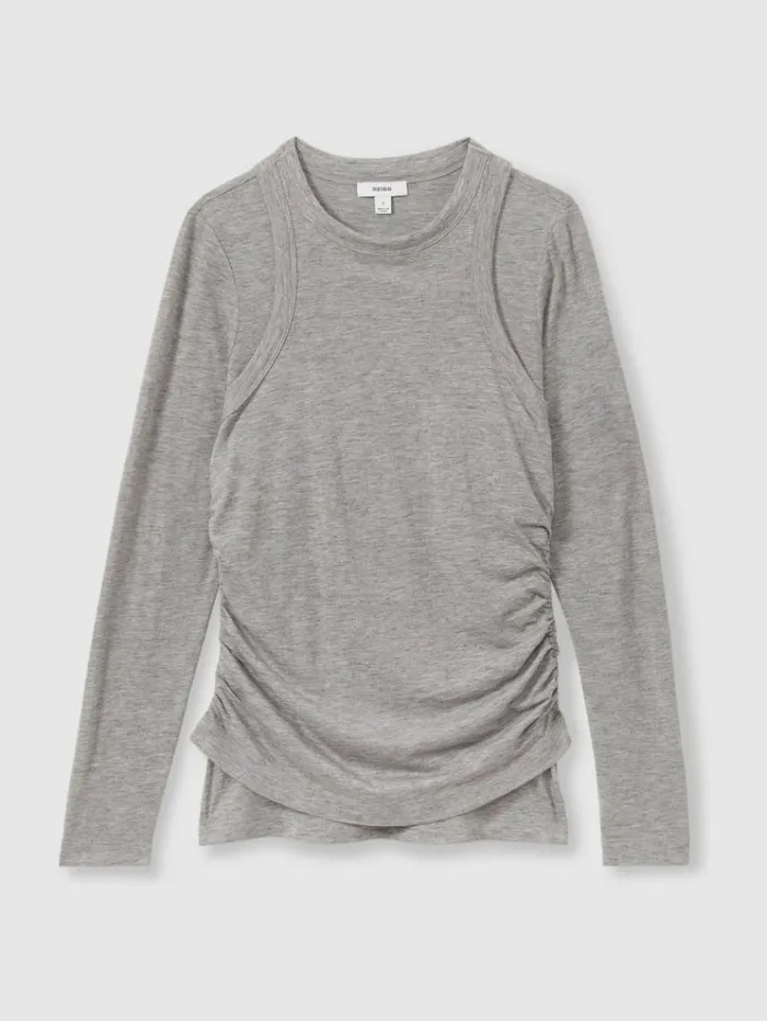 REISS Tops Women Layered LongSleeve Top Grey