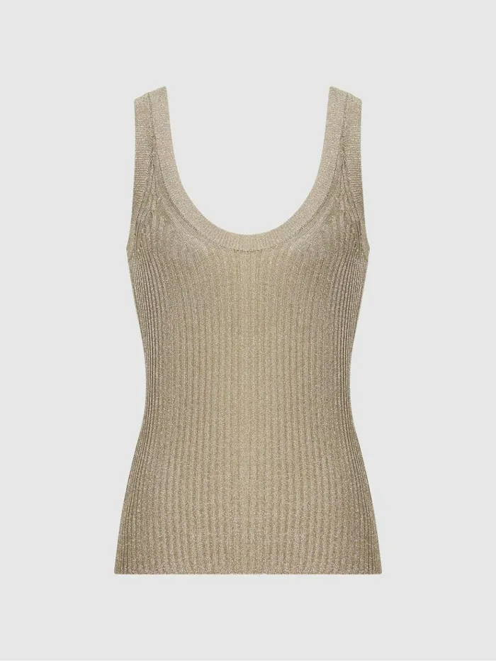 REISS Tops Women Metallic Vest Top Gold