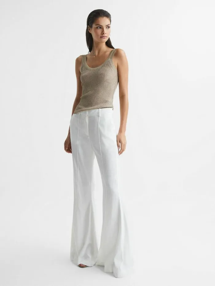 REISS Tops Women Metallic Vest Top Gold