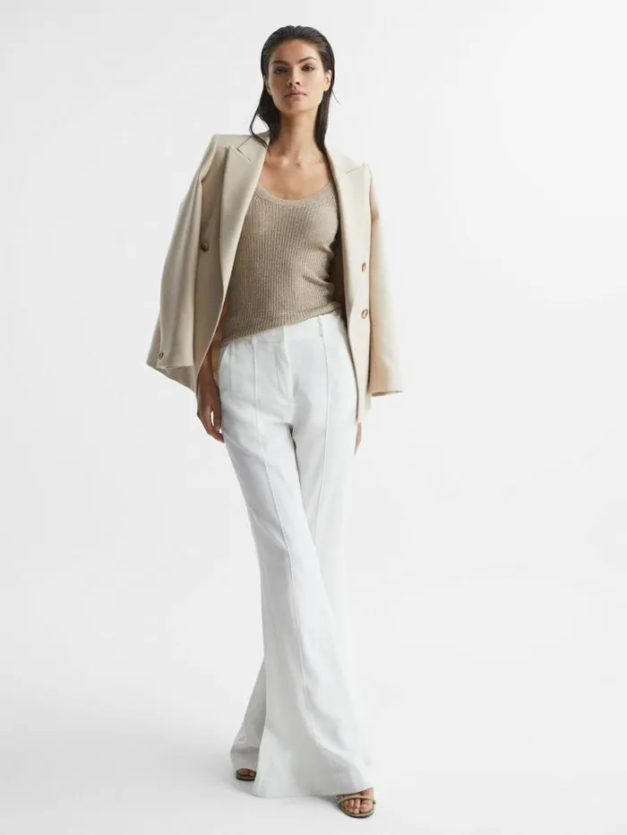 REISS Tops Women Metallic Vest Top Gold