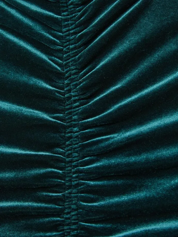 REISS Tops Women RacerFront RuchedVelvet Sleeveless Top Teal
