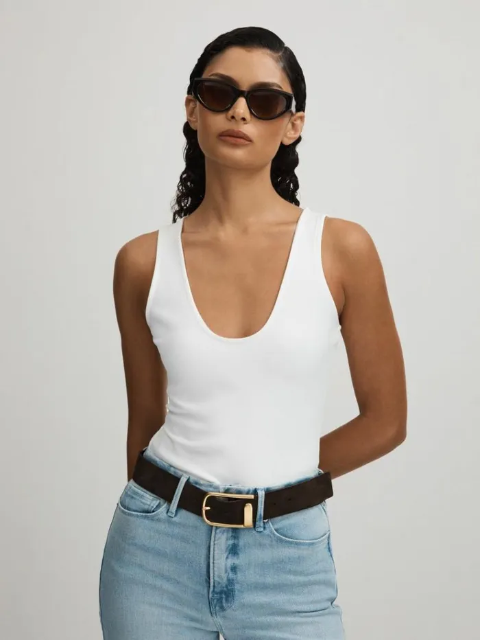 REISS Tops Women Scuba Scoop Neck Vest White