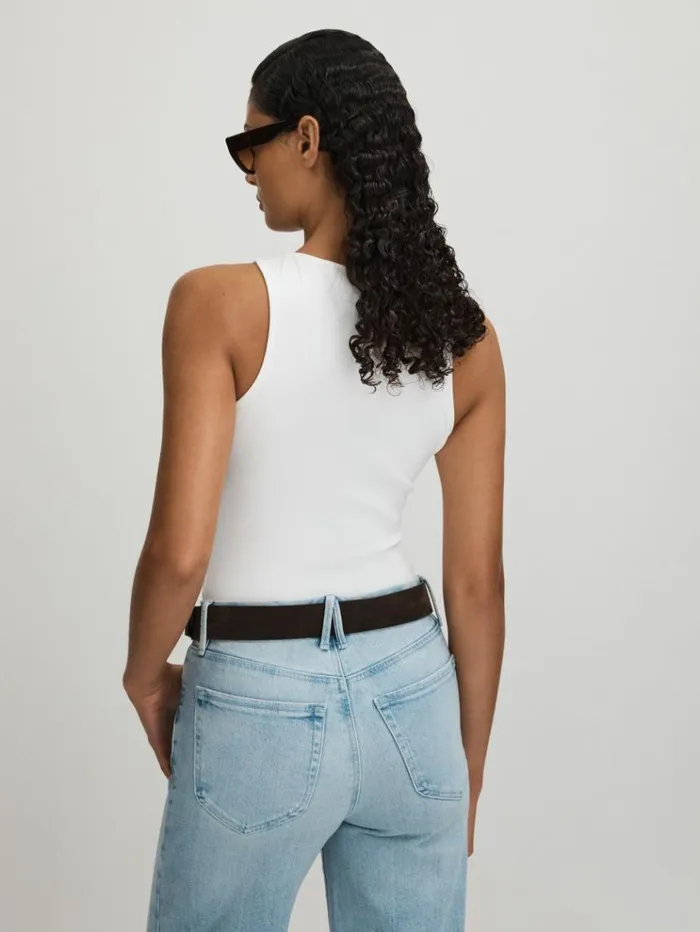 REISS Tops Women Scuba Scoop Neck Vest White