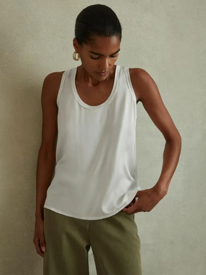 REISS Tops Women Silk Front Vest White