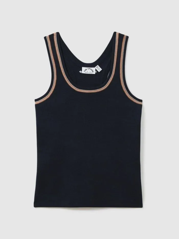 REISS Tops Women The Upside Cotton Blend Tank Top Navy