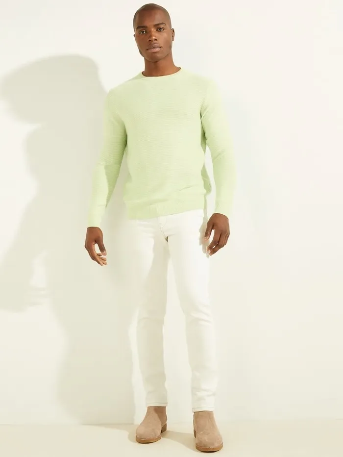 Ribbed Crewneck Sweater Pistachio Nut Men Hoodies and Sweaters GUESS Ribbed Crewneck Sweater Pistachio Nut Men Hoodies and Sweaters GUESS