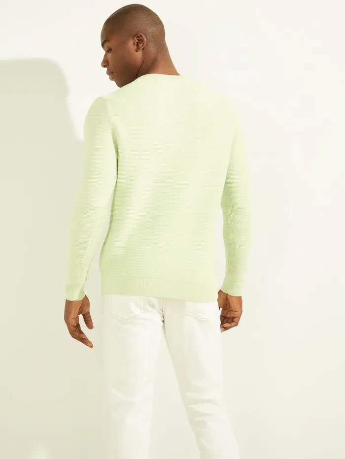 Ribbed Crewneck Sweater Pistachio Nut Men Hoodies and Sweaters GUESS Ribbed Crewneck Sweater Pistachio Nut Men Hoodies and Sweaters GUESS