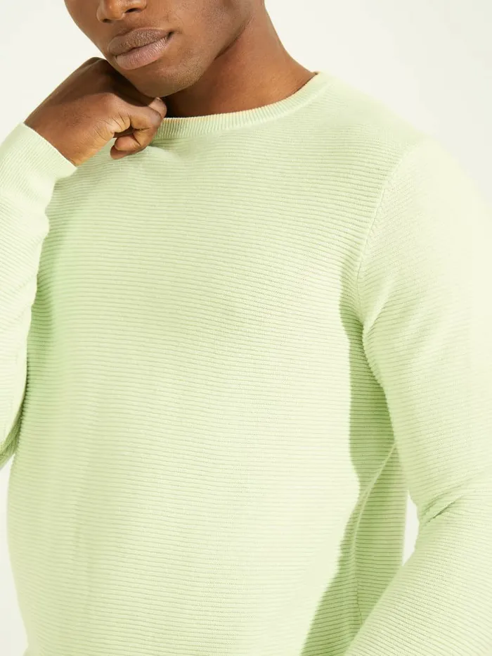 Ribbed Crewneck Sweater Pistachio Nut Men Hoodies and Sweaters GUESS Ribbed Crewneck Sweater Pistachio Nut Men Hoodies and Sweaters GUESS