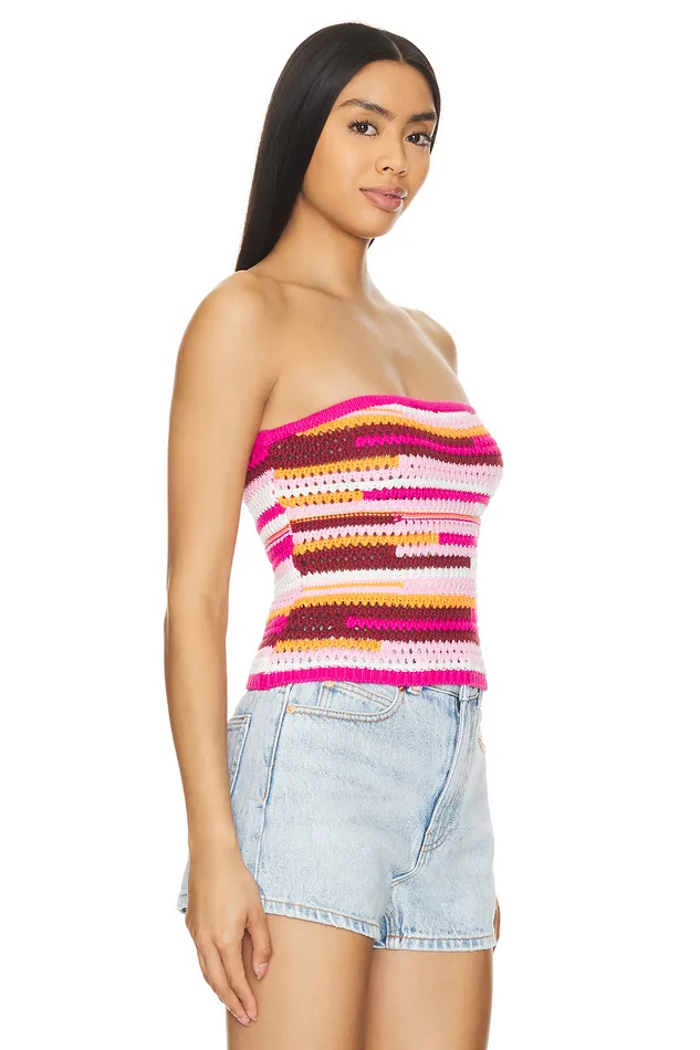 Rosalind Tube Top Pink and Orange Multi Women Lovers and Friends Tops