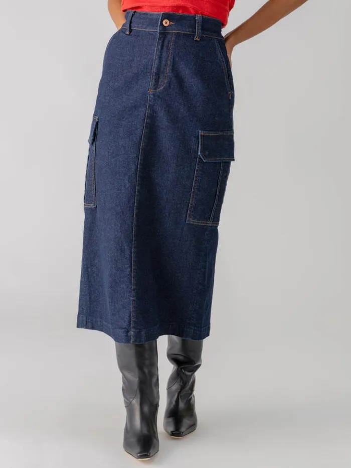 Sanctuary Clothing Denim Women Essential Cargo Standard Rise Skirt Magnetic