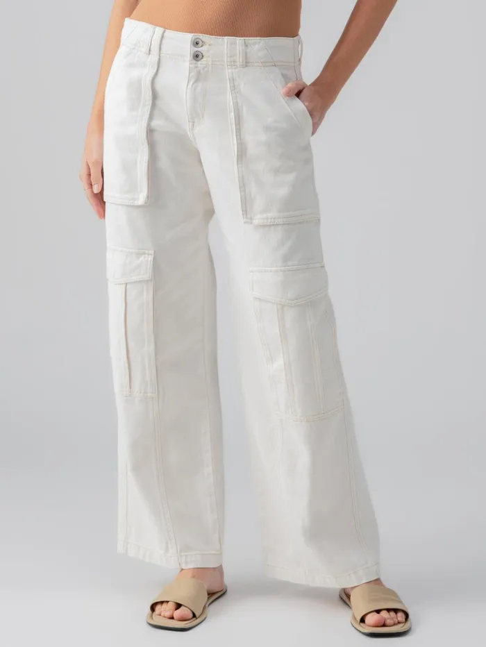 Sanctuary Clothing Denim Women Level Up Standard Rise Denim Cargo Pant Powdered Sugar