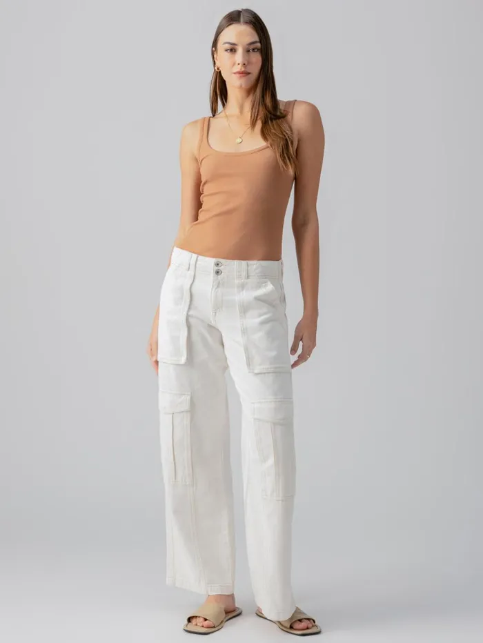 Sanctuary Clothing Denim Women Level Up Standard Rise Denim Cargo Pant Powdered Sugar