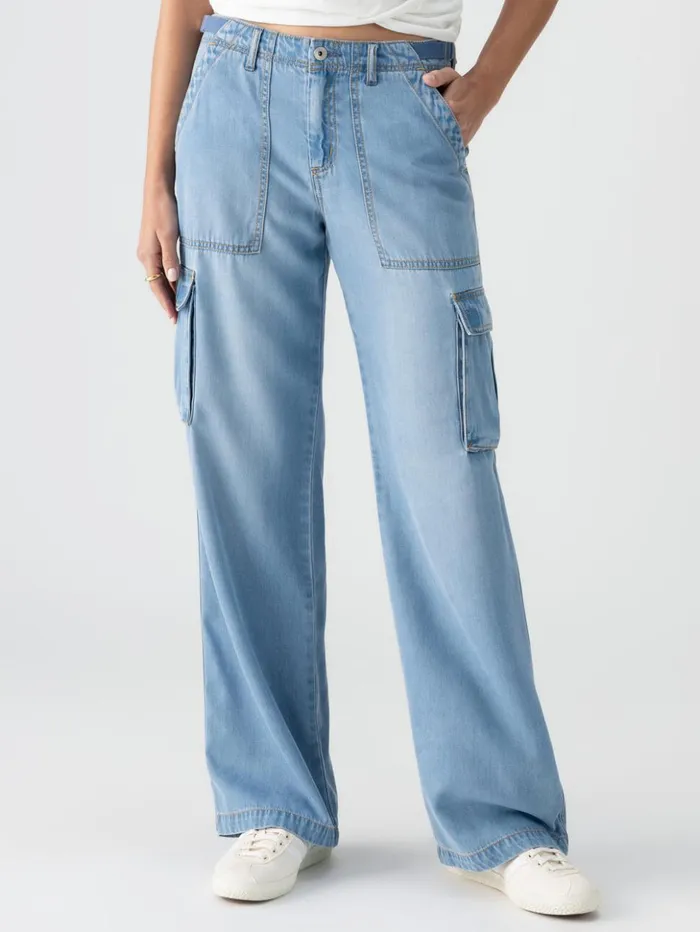 Sanctuary Clothing Denim Women Reissue Cargo Standard Rise Pant Sun Drenched