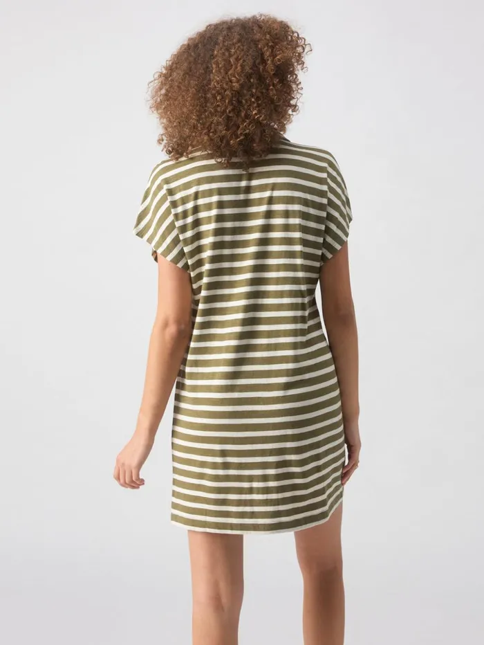 Sanctuary Clothing Dresses and Jumpsuits Women Johnny Collar TShirt Dress Light Ecru Olive Stripe Sanctuary Clothing Dresses and Jumpsuits Women Johnny Collar TShirt Dress Light Ecru Olive Stripe
