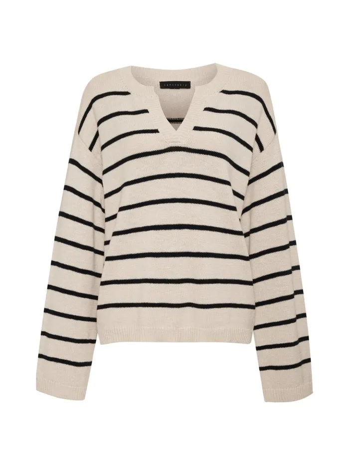 Sanctuary Clothing Inclusive Women Chill Vibes Sweater Chalk Black Stripe Inclusive Collection