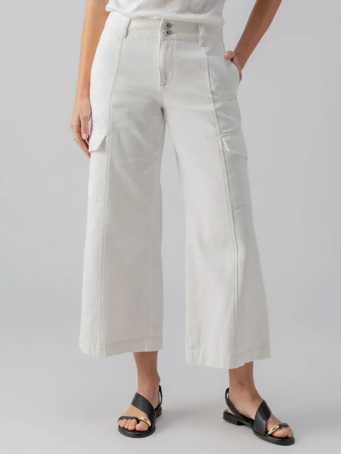 Sanctuary Clothing Pants Women Rebel Wide Leg Standard Rise Crop Pant Powdered Sugar