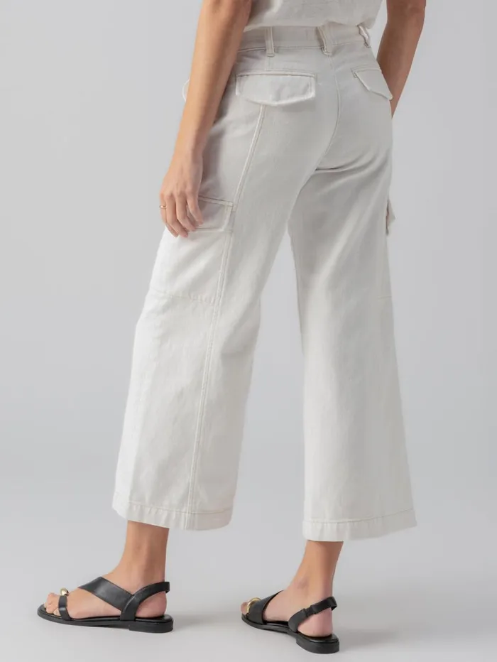Sanctuary Clothing Pants Women Rebel Wide Leg Standard Rise Crop Pant Powdered Sugar