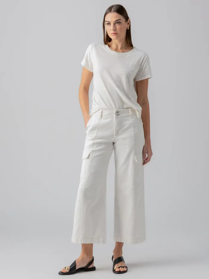 Sanctuary Clothing Pants Women Rebel Wide Leg Standard Rise Crop Pant Powdered Sugar