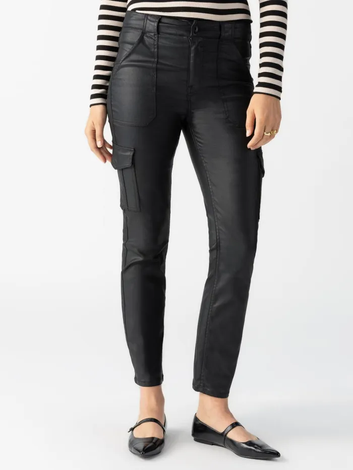 Sanctuary Clothing Pants Women Sculpted Hayden Cargo Standard Rise Pant Slick Black Sanctuary Clothing Pants Women Sculpted Hayden Cargo Standard Rise Pant Slick Black