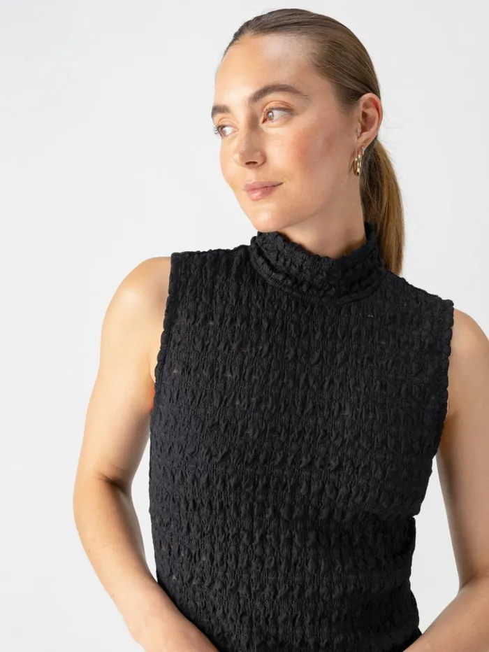 Sanctuary Clothing Sweaters and Cardis Women Pucker Up Lace Mock Neck Tank Black Sanctuary Clothing Sweaters and Cardis Women Pucker Up Lace Mock Neck Tank Black