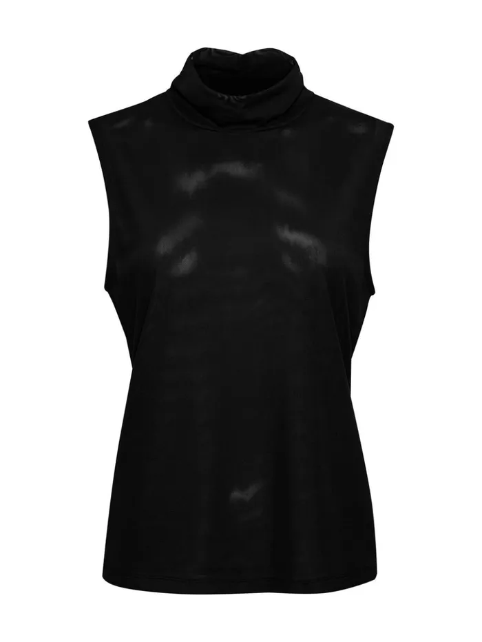 Sanctuary Clothing Sweaters and Cardis Women Shirred Neck Mesh Tank Black Inclusive Collection