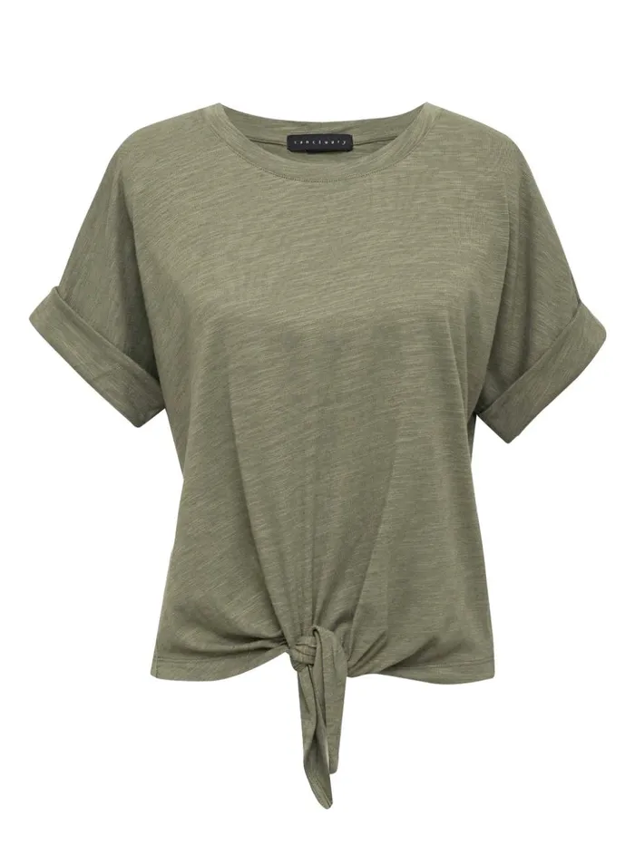Sanctuary Clothing Tees and Tops Women All Day Tie Tee Trail Green Sanctuary Clothing Tees and Tops Women All Day Tie Tee Trail Green
