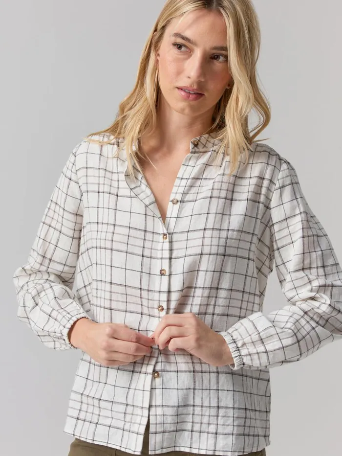 Sanctuary Clothing Tees and Tops Women As You Are Button Front Shirt Graphic Windowpane Sanctuary Clothing Tees and Tops Women As You Are Button Front Shirt Graphic Windowpane